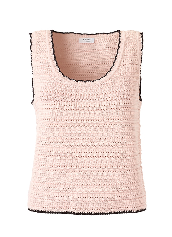 コットンクロシェ ボーダーニットタンク