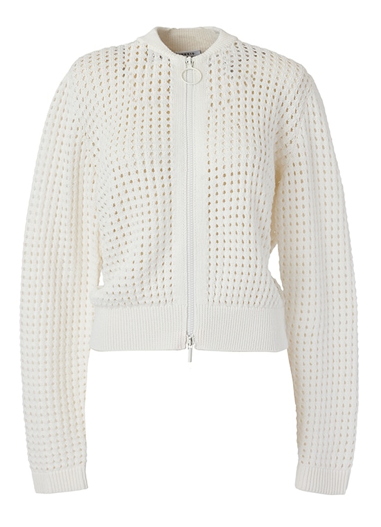 チャンキーメッシュ コットンジップカーディガン