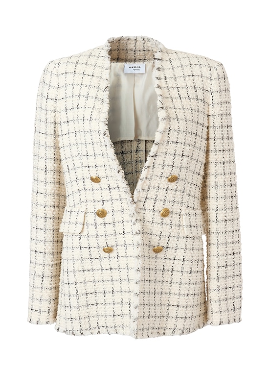 ツイードノーカラー ダブルジャケット