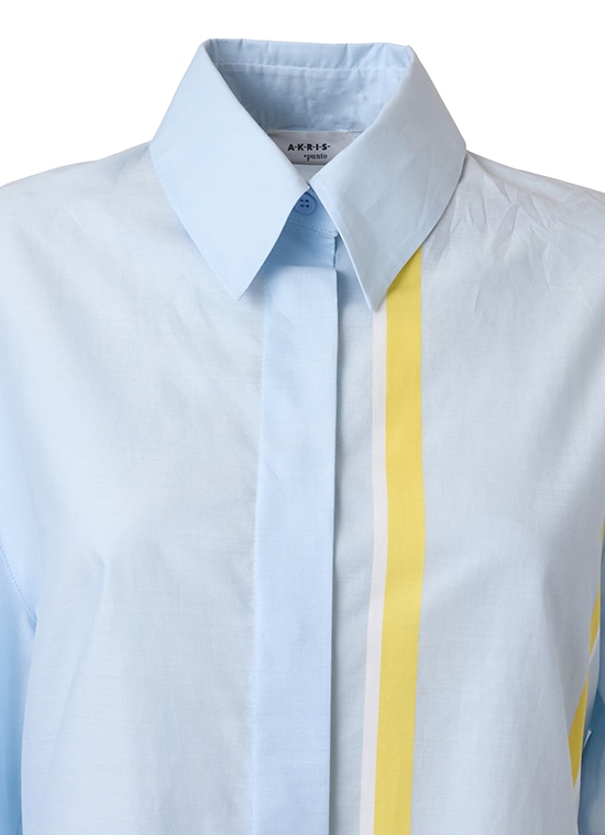 ストライプコットン シャンブレーブラウス 詳細画像 スカイブルー 4