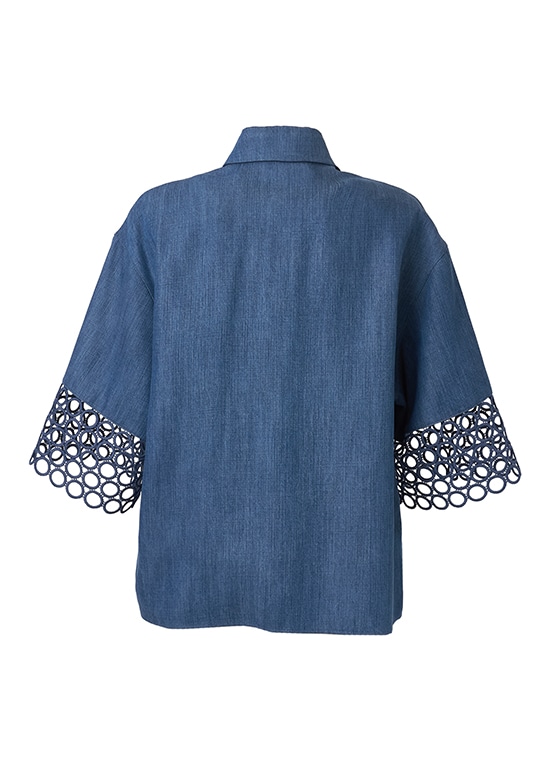 レーストリム シャツブラウス 詳細画像 ミディアムブルーデニム 3