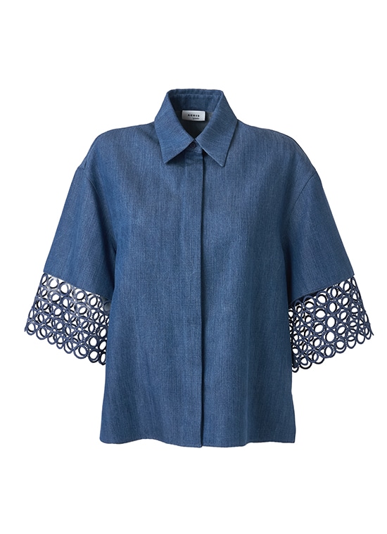 レーストリム シャツブラウス