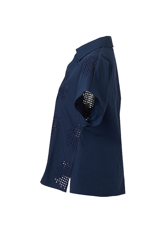 ドットアイレット コットンブラウス 詳細画像 ダークブルー 2