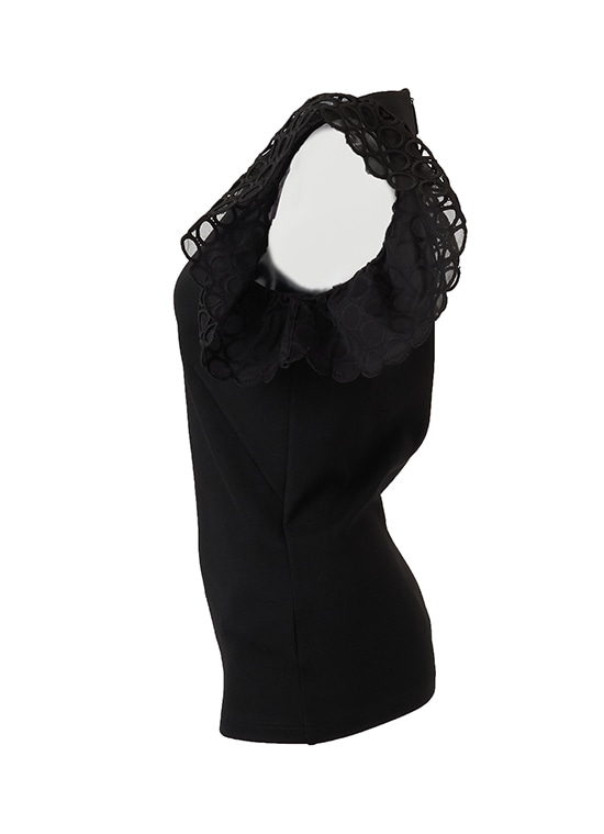 レーススリーブ ヴィスコースジャージートップ 詳細画像 ブラック 2