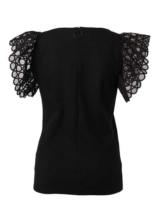 レーススリーブ ヴィスコースジャージートップ 詳細画像 ブラック 3