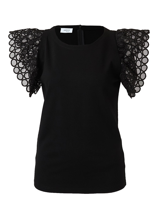 レーススリーブ ヴィスコースジャージートップ