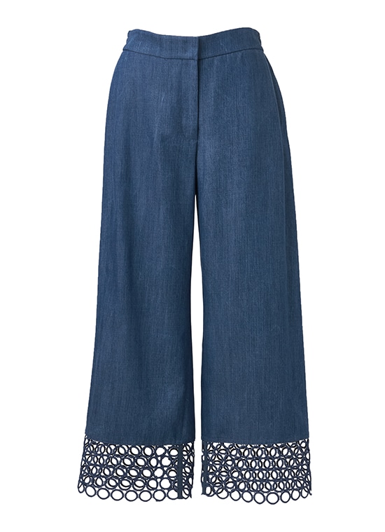 レースヘム ヴィスコースパンツ 詳細画像 ミディアムブルーデニム 1