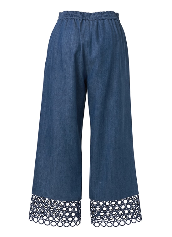 レースヘム ヴィスコースパンツ 詳細画像 ミディアムブルーデニム 3