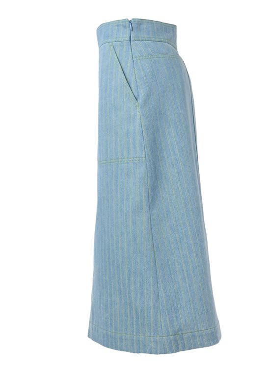 ウォッシュドデニム ピンストライプスカート 詳細画像 スカイブルーデニム 2