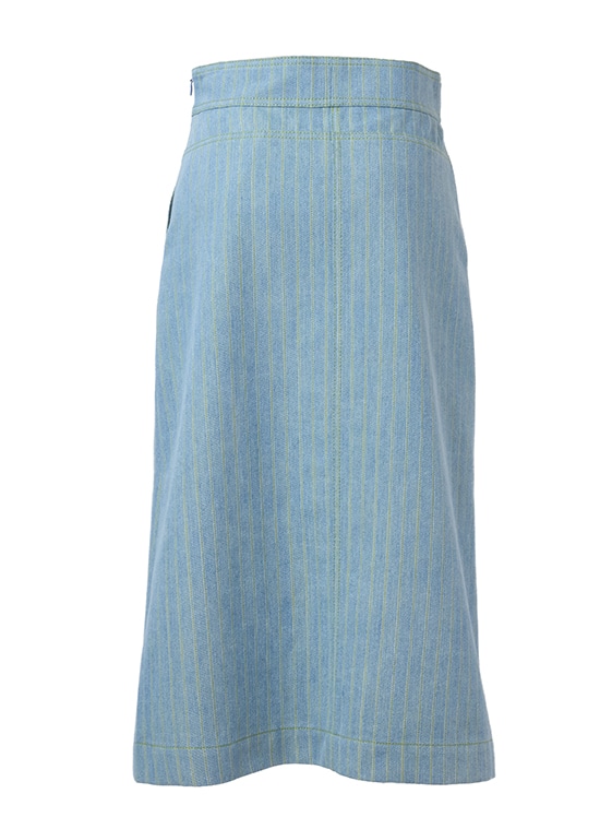ウォッシュドデニム ピンストライプスカート 詳細画像 スカイブルーデニム 3