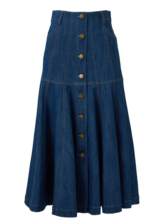 フロントボタン デニムミディスカート 詳細画像 ミディアムブルーデニム 1
