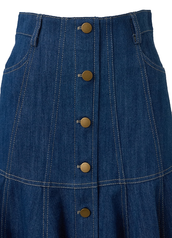 フロントボタン デニムミディスカート 詳細画像 ミディアムブルーデニム 4