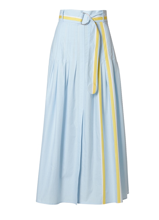 ストライプシャンブレー ミディスカート