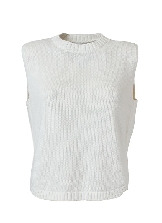 コットンチャンキーニット スリーブレストップ 詳細画像 クリーム 1