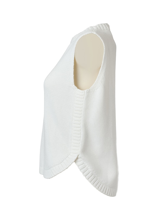 コットンチャンキーニット スリーブレストップ 詳細画像 クリーム 2