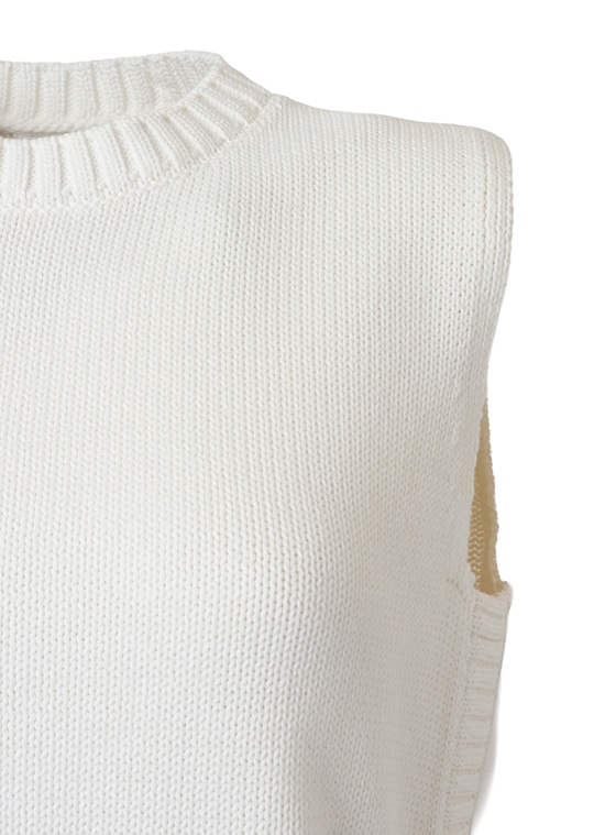 コットンチャンキーニット スリーブレストップ 詳細画像 クリーム 5