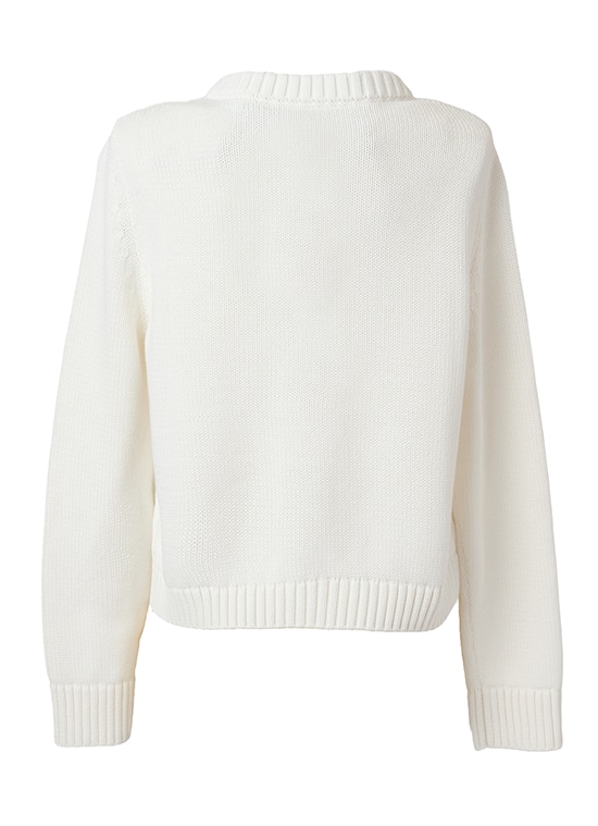 コットンチャンキーニット クルーネックカーディガン 詳細画像 クリーム 3