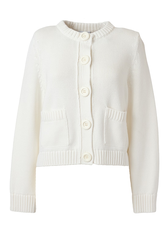 コットンチャンキーニット クルーネックカーディガン