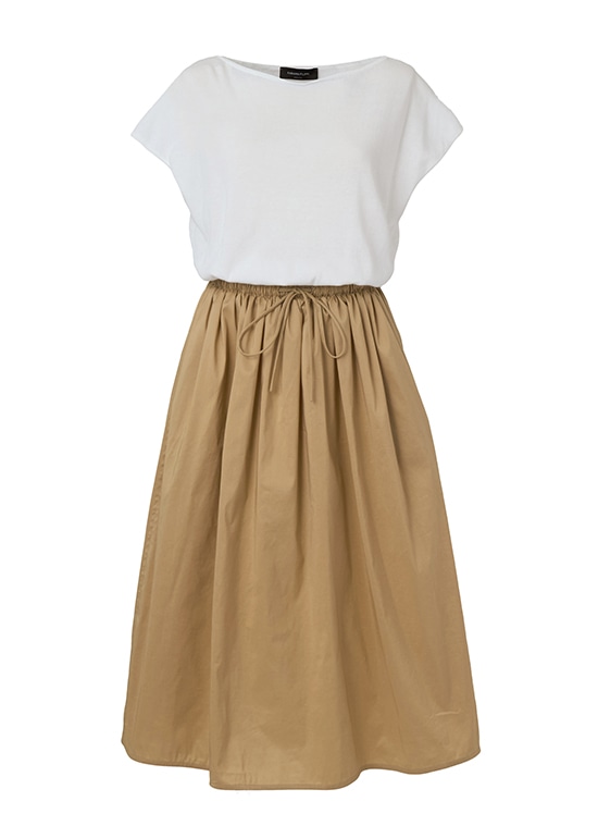 バイカラーフレンチスリーブニットドレス