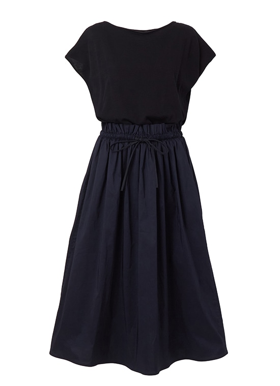 バイカラーフレンチスリーブニットドレス