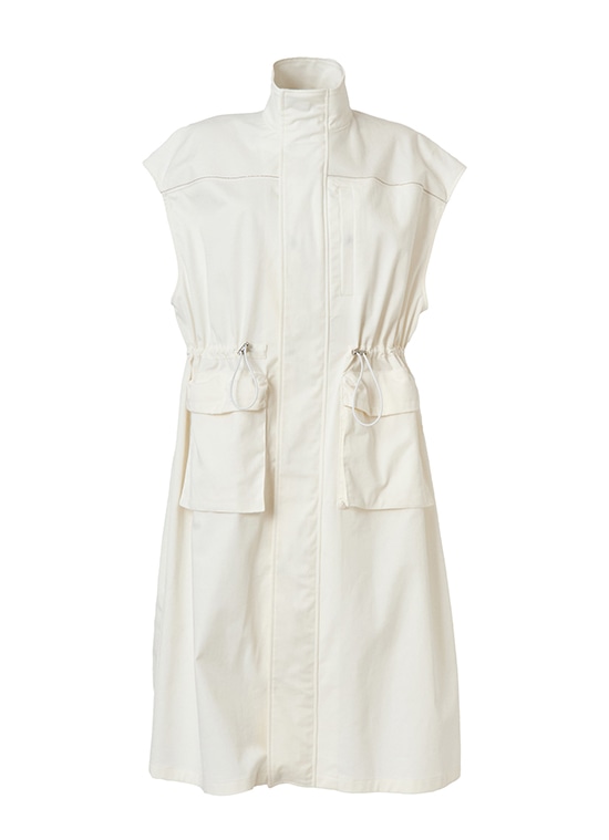 コットンオーバーショルダーサファリドレス