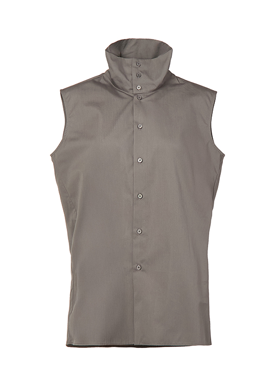 スタンドカラーノースリーブシャツ