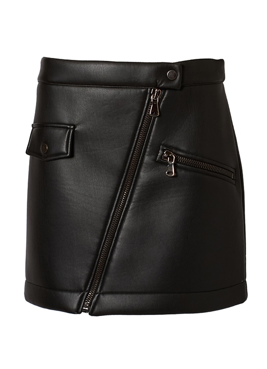 フェイクレザー ジップミニスカート