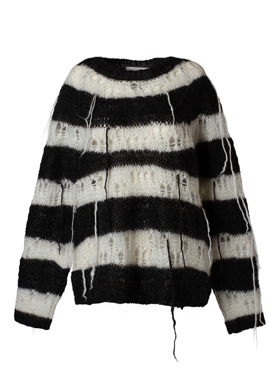 モヘアブレンド ストライプニット