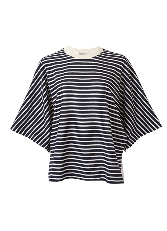 ストライプ × メッシュコンビ プルオーバー