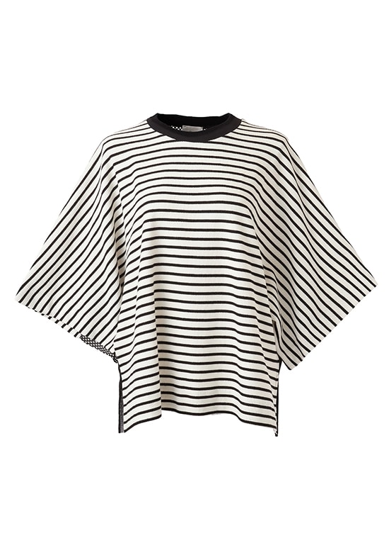 ストライプ × メッシュコンビ プルオーバー