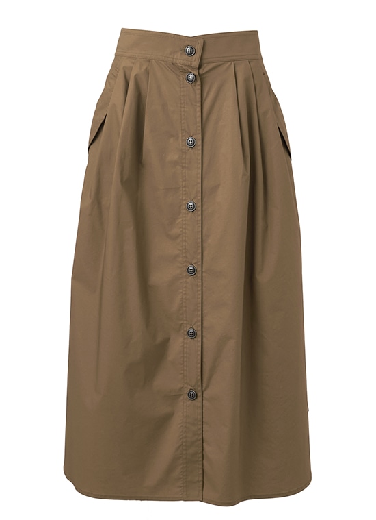 コットンストレッチ フロントボタンスカート 詳細画像 キャメル 1