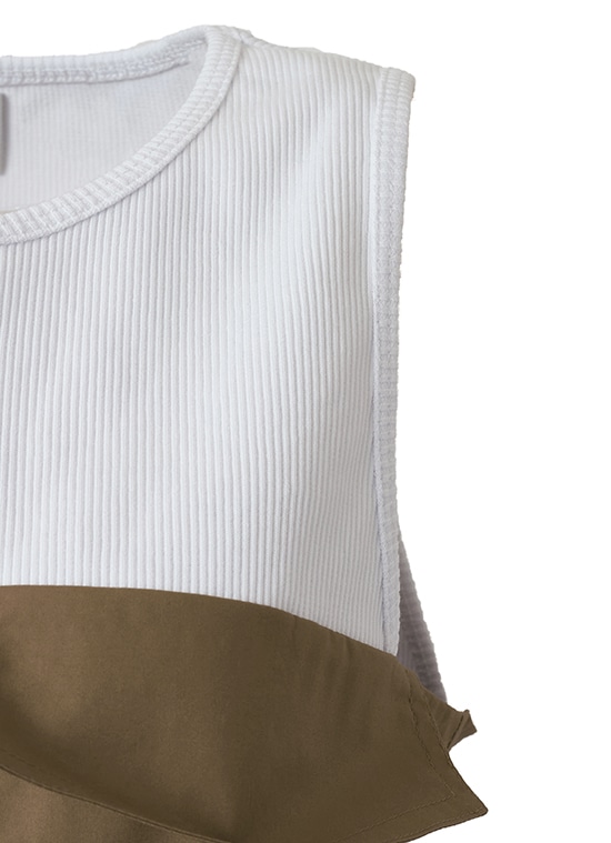 コットンストレッチ コンビネーショントップス 詳細画像 キャメル 5