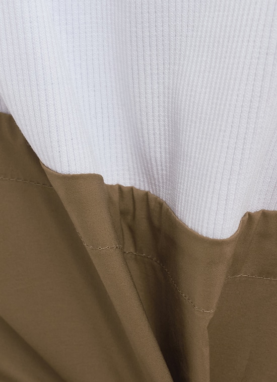 コットンストレッチ コンビネーショントップス 詳細画像 キャメル 7