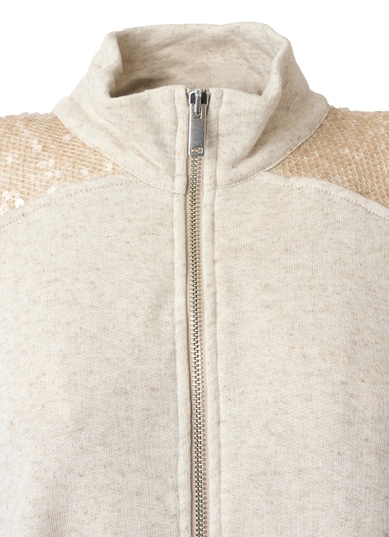 8ロゴバックプリントスパンコール切替 ジップブルゾン 詳細画像 ベージュ 4