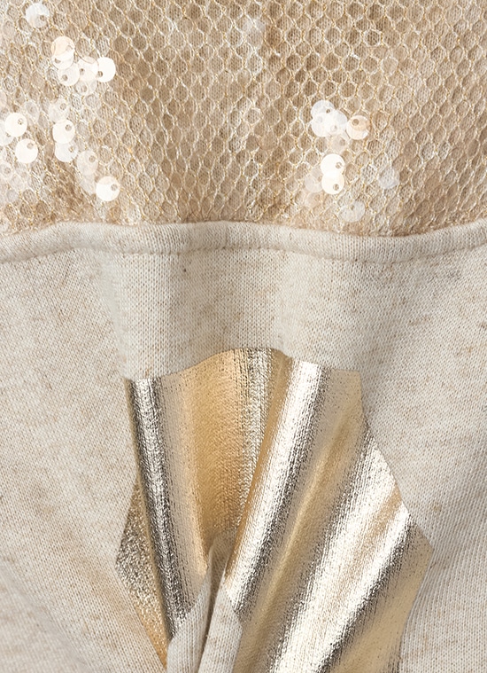 8ロゴバックプリントスパンコール切替 ジップブルゾン 詳細画像 ベージュ 7