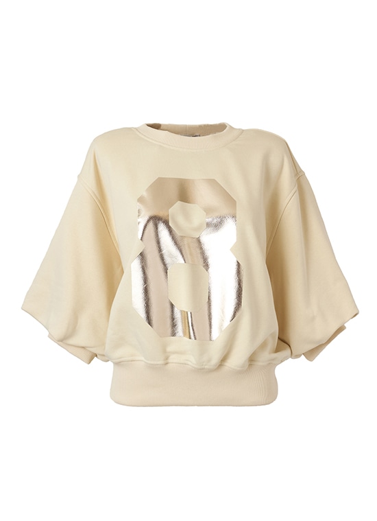 8ロゴプリント  ミドルスリーブスウェット 詳細画像 ベージュ 1