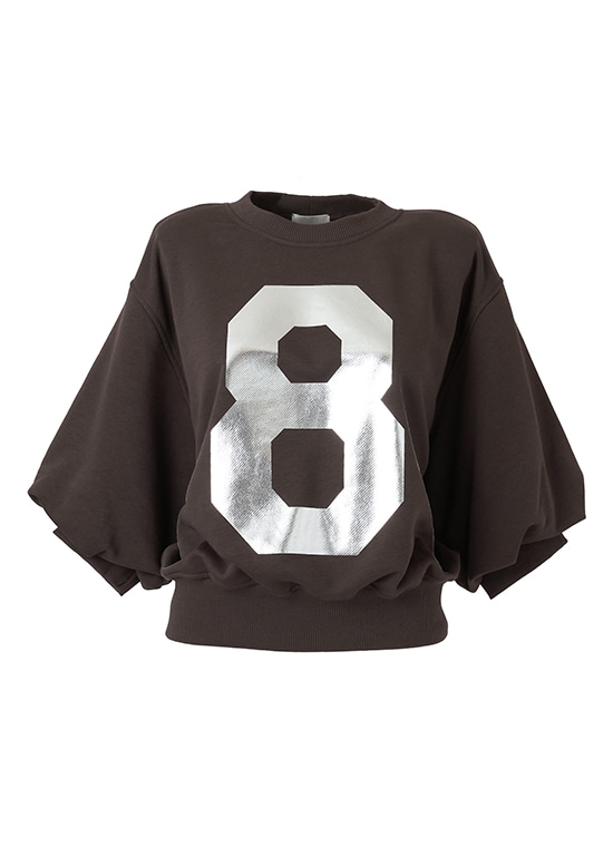 8ロゴプリント  ミドルスリーブスウェット 詳細画像 ダークブラウン 1