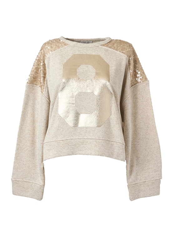 8ロゴプリント スパンコール切替プルオーバー 詳細画像 ベージュ 1