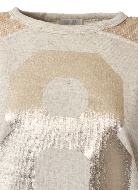 8ロゴプリント スパンコール切替プルオーバー 詳細画像 ベージュ 4