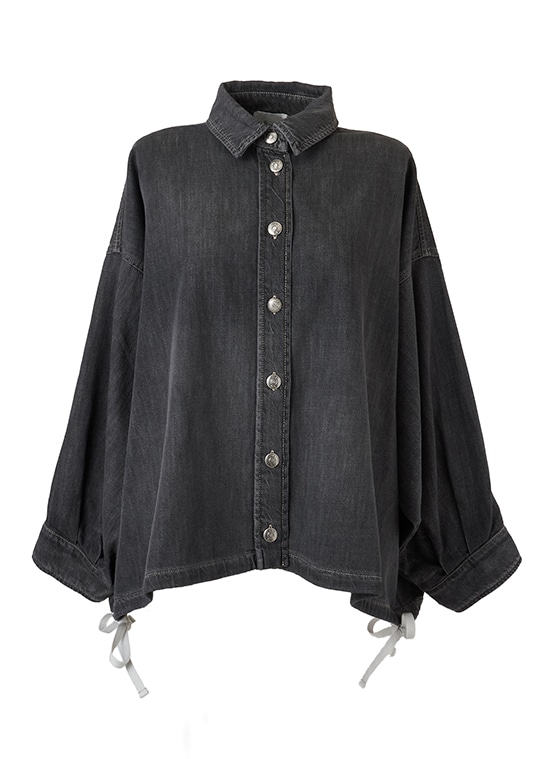 シャンブレー ワイドスリーブシャツ 詳細画像 ブラックデニム 1