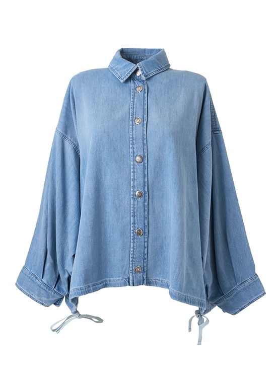 シャンブレー ワイドスリーブシャツ