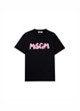 MSGM NEWブラッシュストロークロゴTシャツ 詳細画像 ブラック×ピンク 1