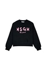 MSGM シャイニーロゴ スウェットシャツ 詳細画像 ブラック&times;ピンク 1
