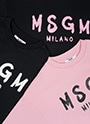 MSGM シャイニーロゴ スウェットシャツ 詳細画像 ブラック&times;ピンク 5