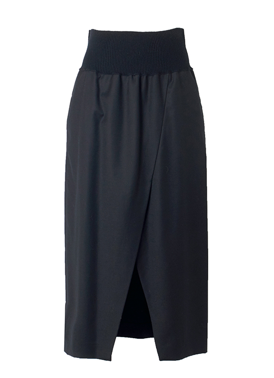 ウールストレッチセンタースリットスカート