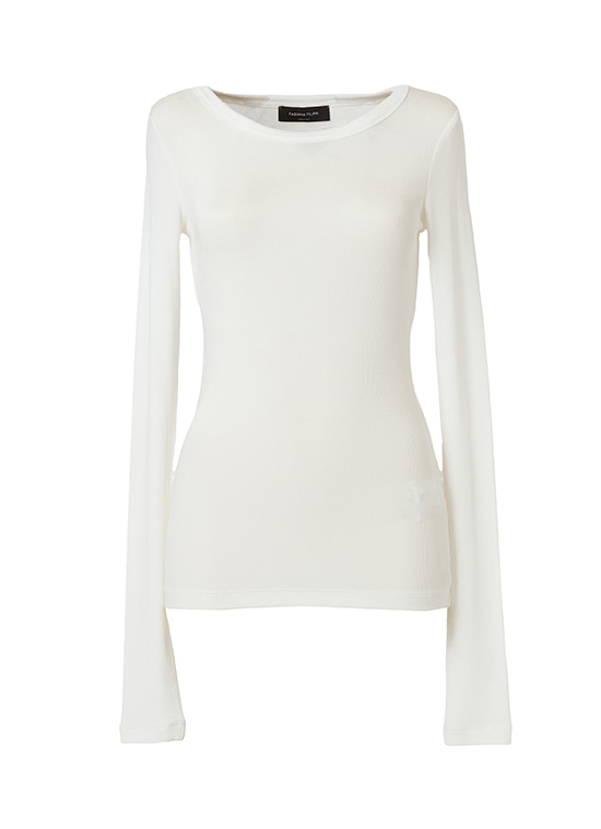 レーヨンボートネックリブカットソー