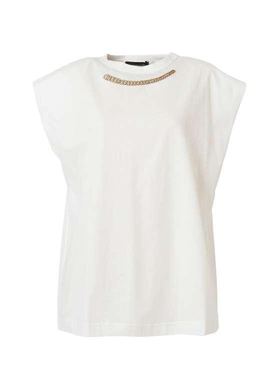 ビーズ刺繍オーバーサイズフレンチスリーブカットソー