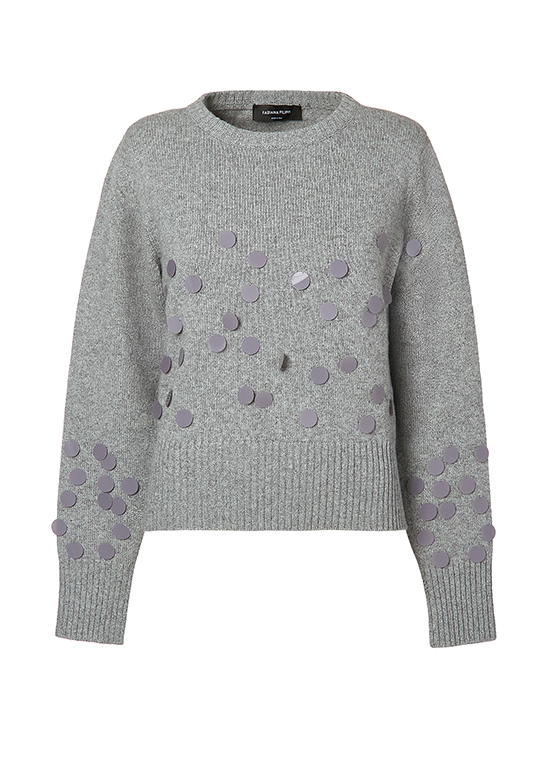 スパンコール付きクルーネックニットプルオーバー