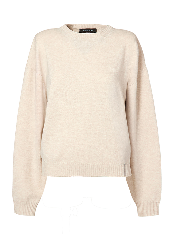 ウールシルクカシミヤ クルーネックニットプルオーバー