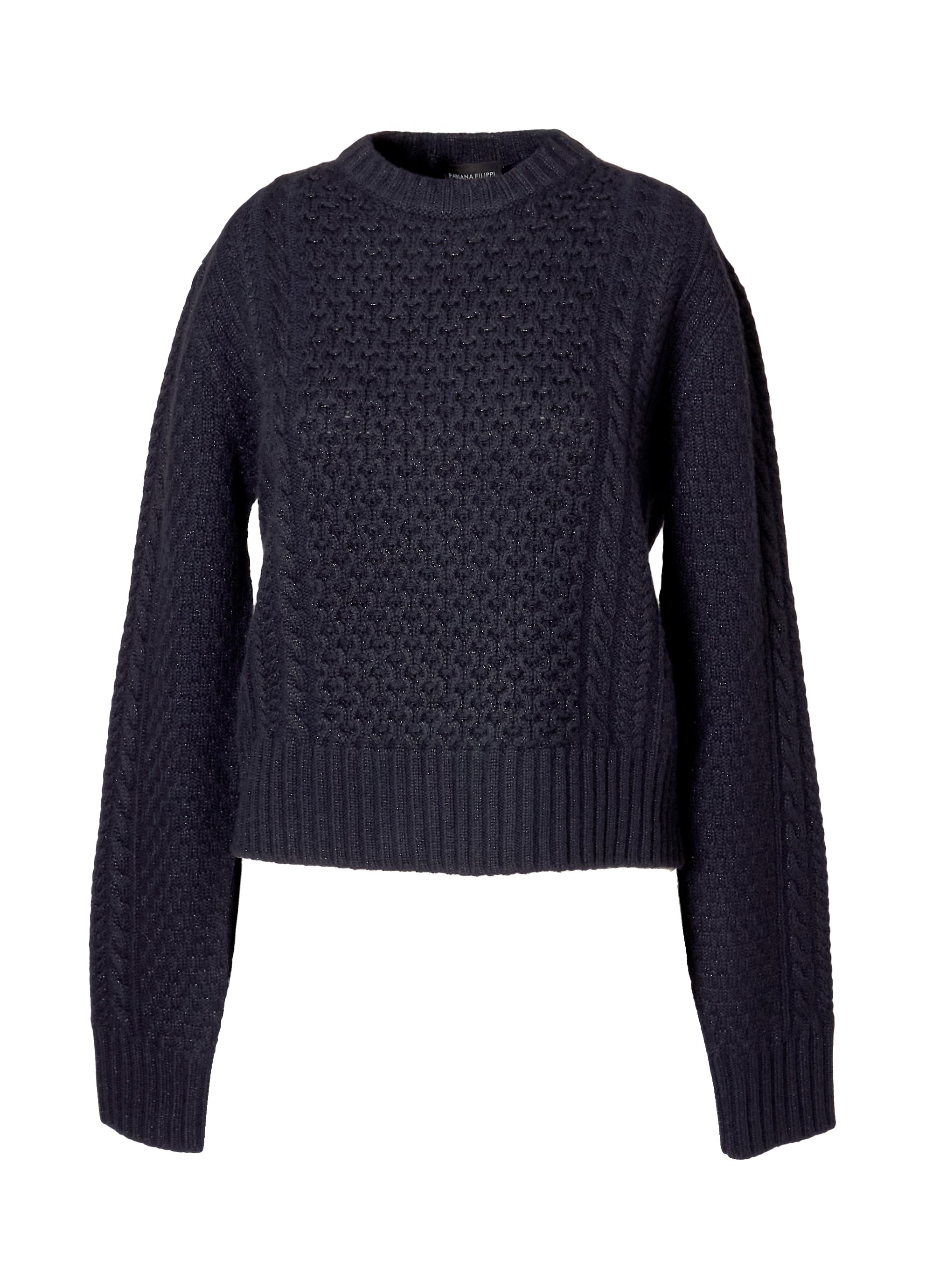 ファビアナフィリッピ　カシミア100%ニット FABIANA FILIPPI】 【クルーネックショートラメニットプル